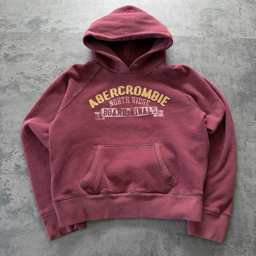 Vintage Abercrombie & Fitch Women’s Burgundy Hoodie Y2K Womens M. Youth XL